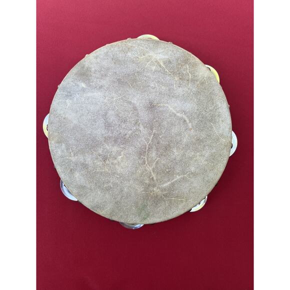 Vintage 8" Wooden Percussion Tambourine Single Row of Jingles Japan - Picture 3 of 4